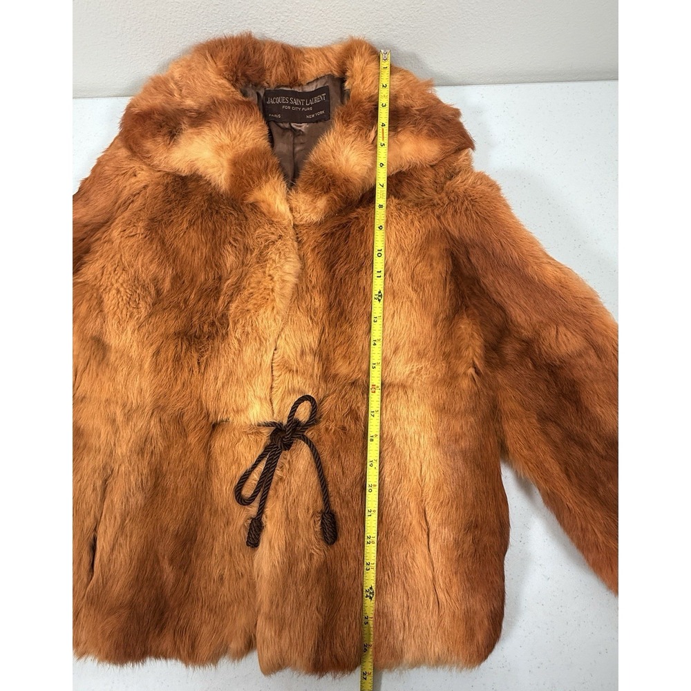 Vintage Jacques Saint Laurent Real Fur Coat Womens Brown Red Fox Rabbit READ - Picture 11 of 13